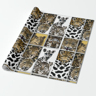 Papier Cadeau Impression de girafe, de léopard et de zèbre et de