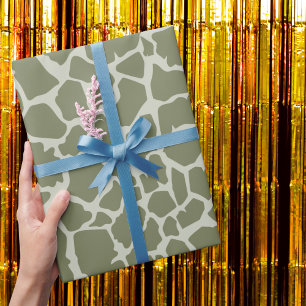Papier Cadeau Impression de girafe verte Sage