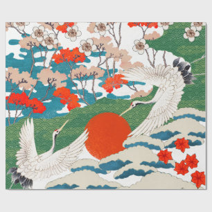 PAPIER CADEAU IMPRESSION DE GRUE JAPONAISE