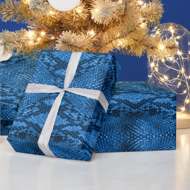 Papier Cadeau Impression de peau de serpent bleu (Vacances)