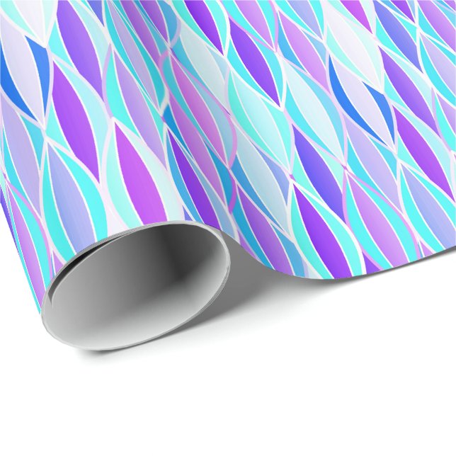 Papier Cadeau Impression de ruban de milieu de siècle - violet e (Coin rond)