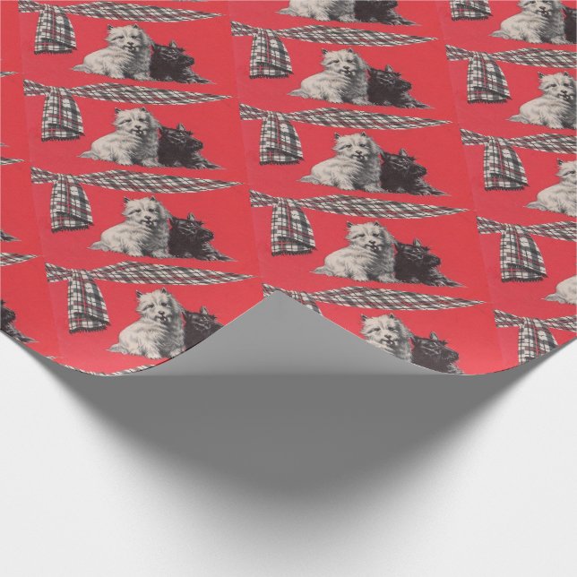 Papier Cadeau impression de terriers écossais adorables (Coin)