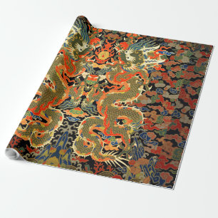 Papier Cadeau Impression de textile de dragon chinois vintage Ar