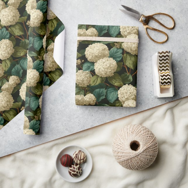 Papier Cadeau Impression d'hydrangea délicate minimaliste  (Artisanat)