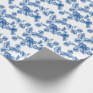 Papier Cadeau Impression Flore bleue Delft-LIke
