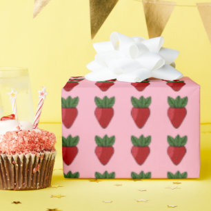 Papier Cadeau Impression fraise (personnalisable)