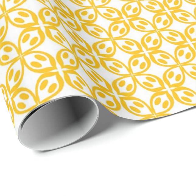 Papier Cadeau Impression jaune citron (Coin rond)