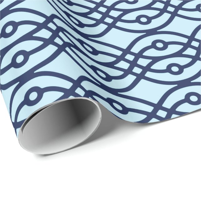 Papier Cadeau Impression kimono, bleu marine et bleu clair (Coin rond)
