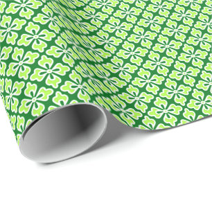 Papier Cadeau Impression kimono floral, vert citron et pin