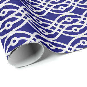Papier Cadeau Impression kimono, gris argenté et bleu marine