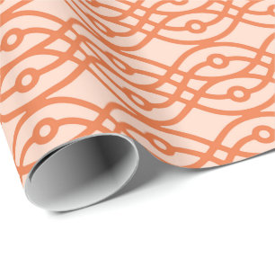 Papier Cadeau Impression kimono, orange corail