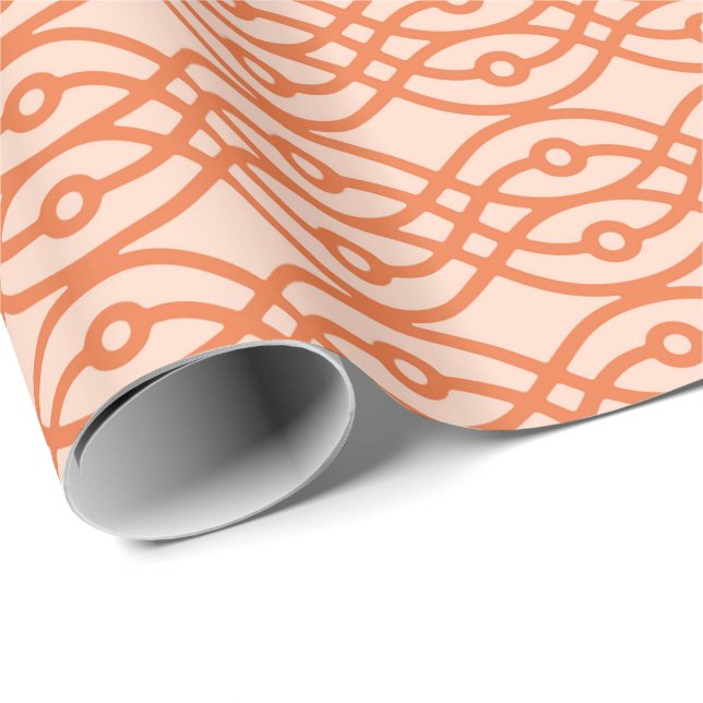 Papier Cadeau Impression kimono, orange corail (Coin rond)
