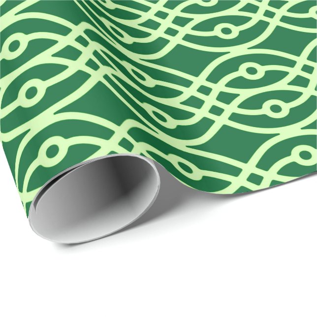 Papier Cadeau Impression kimono, vert foncé et clair (Coin rond)