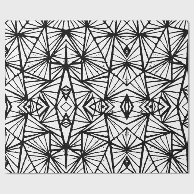 Papier Cadeau Impression Lino Triangles Abstrait (Plat)