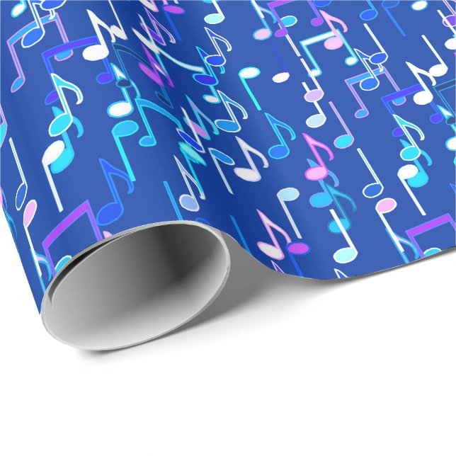 Papier Cadeau Impression musicale - indigo blue, multi (Coin rond)