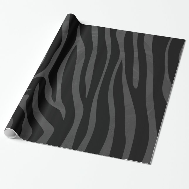 Papier Cadeau Impression noire et grise Zebra (Déroulé)