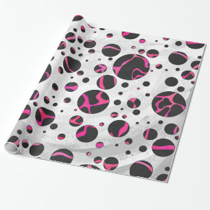 Papier Cadeau Impression noire et rose chaud de la Girafe