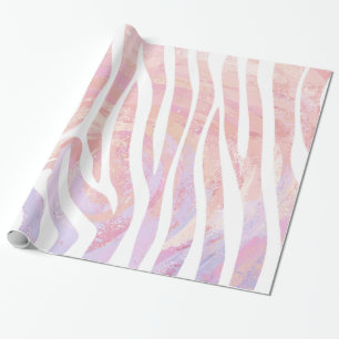 Papier Cadeau Impression rose et blanc Zebra