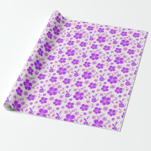 Papier Cadeau Impression simple de fleurs aquarelles violettes e
