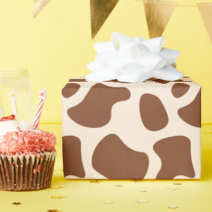 Papier Cadeau Impression vache rose et marron