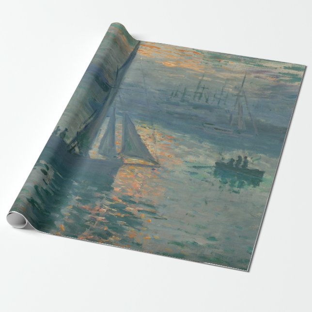 Papier Cadeau Impressionnisme Marin Tableau de Monet Lever du So (Déroulé)