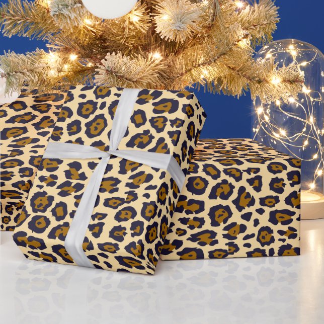 Papier Cadeau Imprimé animalier léopard stylé marron beige (Vacances)