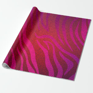 Papier Cadeau Imprimé Animalier Zèbre Glamour Rose Brillante Fêt