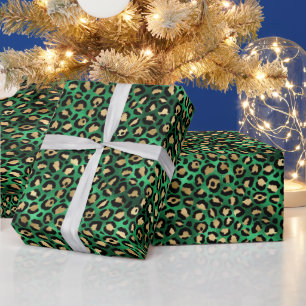 Papier Cadeau Imprimé Bold Léopard Vert   Motif Animal Glamour