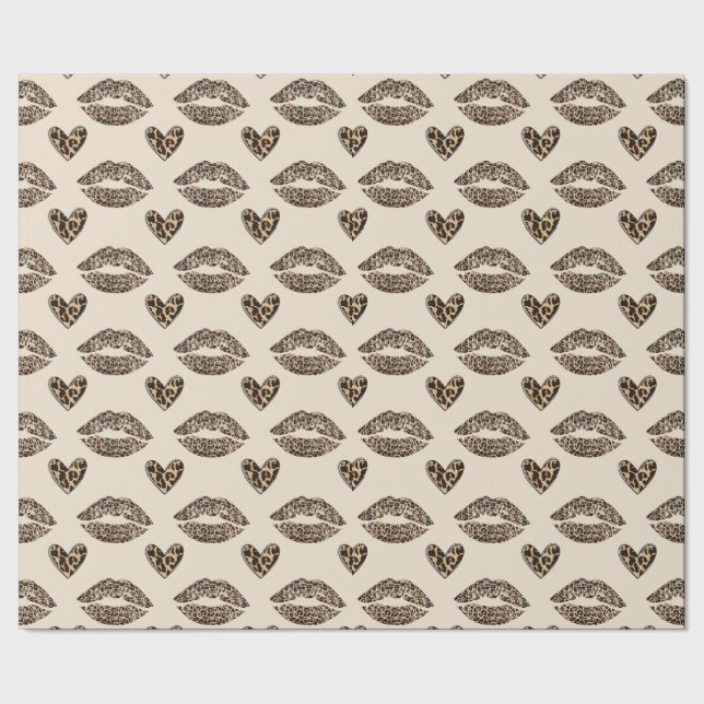 Papier Cadeau Imprimé chic beige et noir de léopard (Couture)