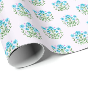 Papier Cadeau Imprimé floral d'Amherst sur fond de lavande