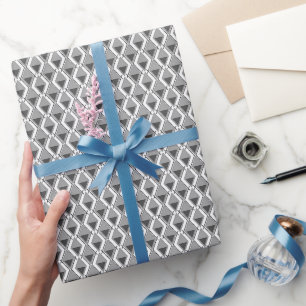 Papier Cadeau imprimé géométrique gris blanc