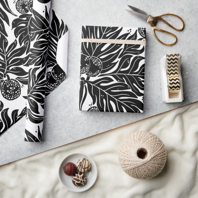 Papier Cadeau imprimé hawaïen pain motif ulu (Artisanat)