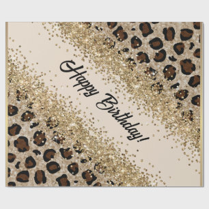 Papier Cadeau Imprimé léopard paillettes or