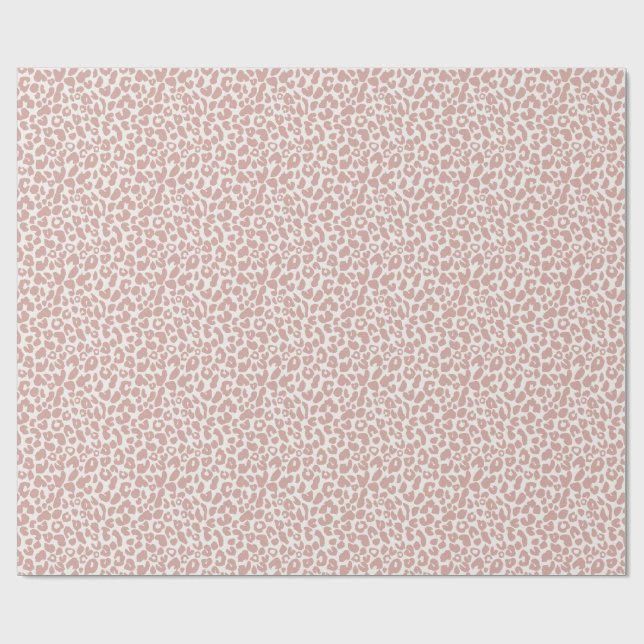 Papier Cadeau Imprimé léopard rose poudrée boho  (Plat)