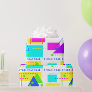 PAPIER CADEAU IMPRIMER EN FORME DE FLUORO DE NEON RETRO 80S AVEC