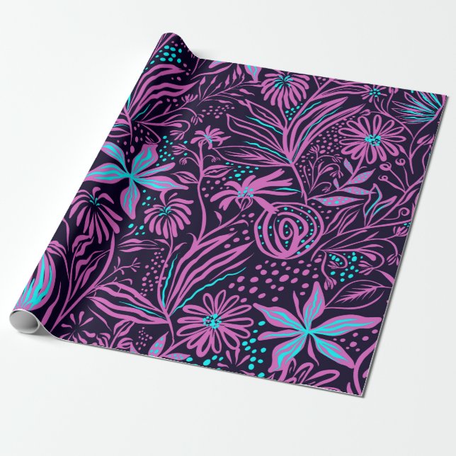 Papier Cadeau Imprimer le dessin de feuilles motifs (Déroulé)