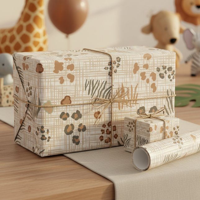 Papier Cadeau Imprimés d'animaux de safari boho Tissage ID1274 (Créateur téléchargé)