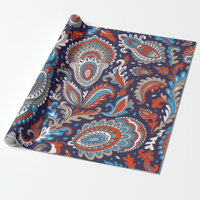 Papier Cadeau Indian floral paisley medallion pattern. Ethnic Ma (Déroulé)