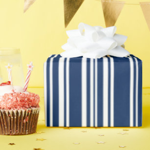 Papier Cadeau Indigo mélangé moderne et bandes blanches