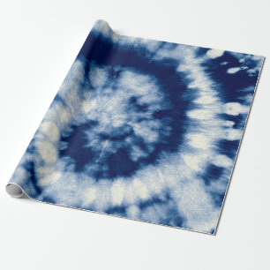Papier Cadeau Indigo Round. Bohemian Tie Dye. Psyché de Blue Ro