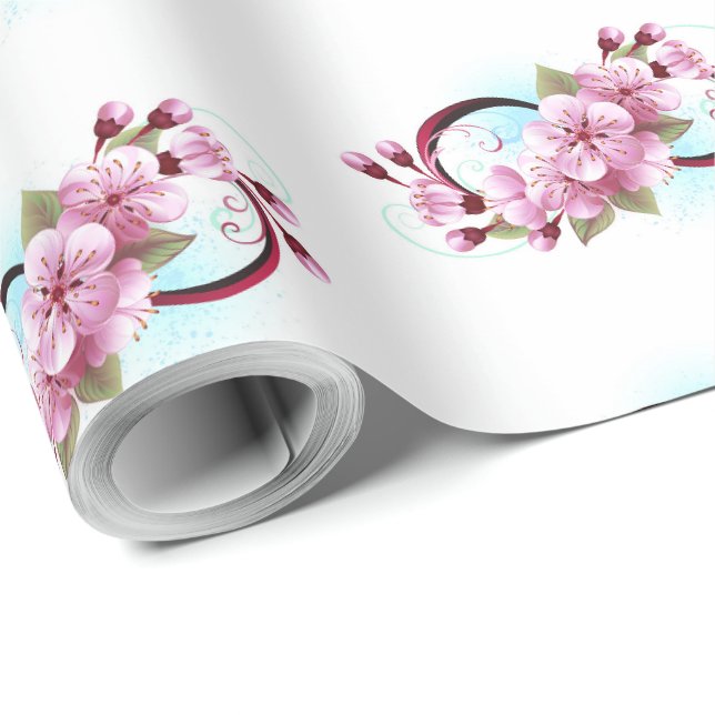 Papier Cadeau Infinité avec les fleurs Sakura (Coin rond)