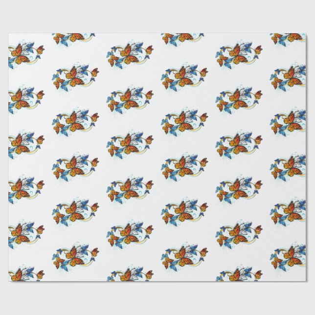 Papier Cadeau Infinité de papillons monarques (Plat)