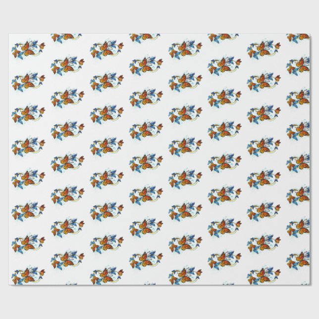 Papier Cadeau Infinité de papillons monarques (Plat)
