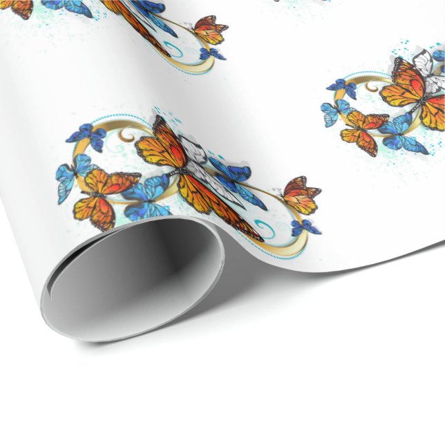 Papier Cadeau Infinité de papillons monarques (Coin rond)