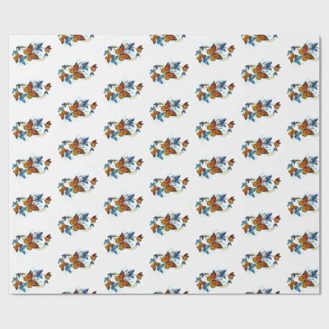 Papier Cadeau Infinité de papillons monarques (Plat)