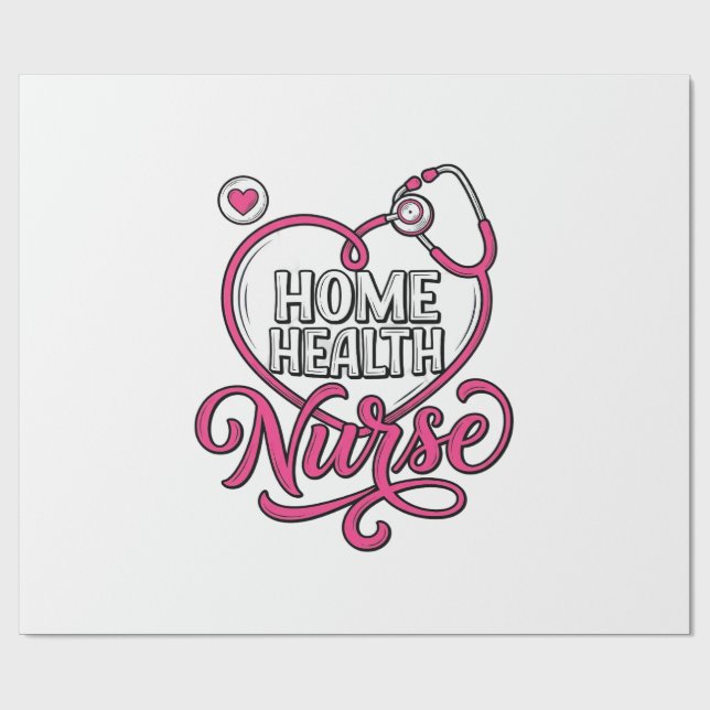 Papier Cadeau Infirmière à domicile Stéthoscope rose Création de (Plat)
