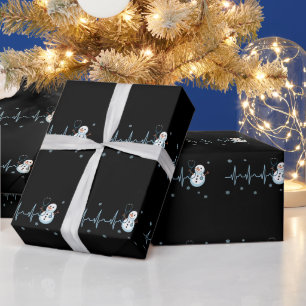 Papier Cadeau Infirmière au rythme cardiaque Bonhomme de neige N
