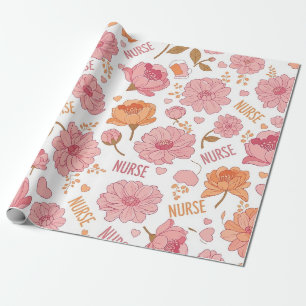 Papier Cadeau Infirmière Colorée Motif Floral (3)
