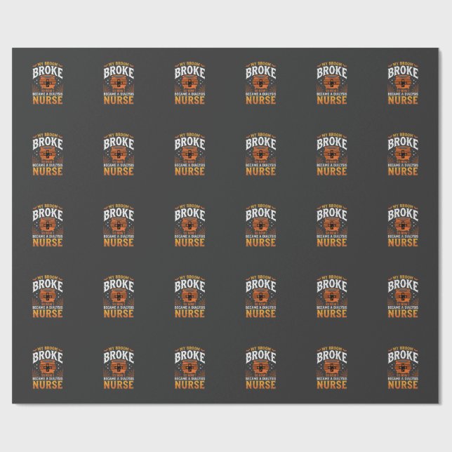Papier Cadeau Infirmière de dialyse Halloween Balai Cassa Design (Plat)