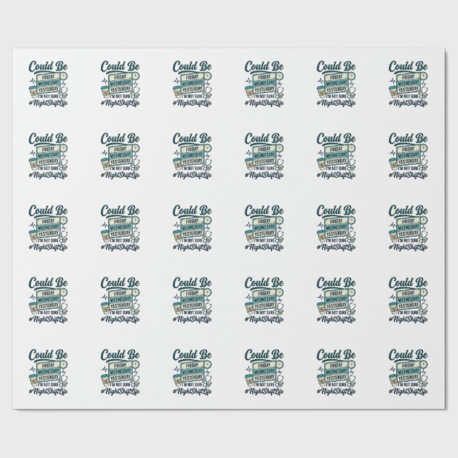 Papier Cadeau Infirmière de nuit drôle pourrait être vendredi ve (Plat)